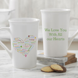 Personalized Latte Mug for Moms, Grandmas - Heart of Love